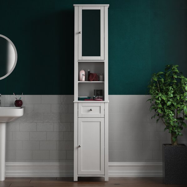 Grey bathroom cabinet with mirror